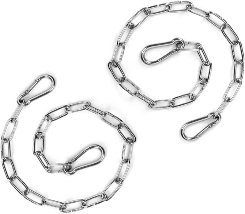 HAVANSIDY 2PCS Stainless Steel Gate Chain Lock - 24 Inch Chain Link with Double-Ended Carabiners for Outdoor Fence and Metal Gates - Secure Gate Latches and Locks for Cow, Horse, Dog, Pet Cages - Image 1